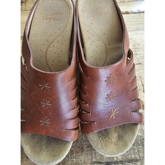 Dansko Womens Wedge Heel Mule Shoe Sz 6.5 Tilly Slip On Strappy Cut Out - Picture 3 of 7